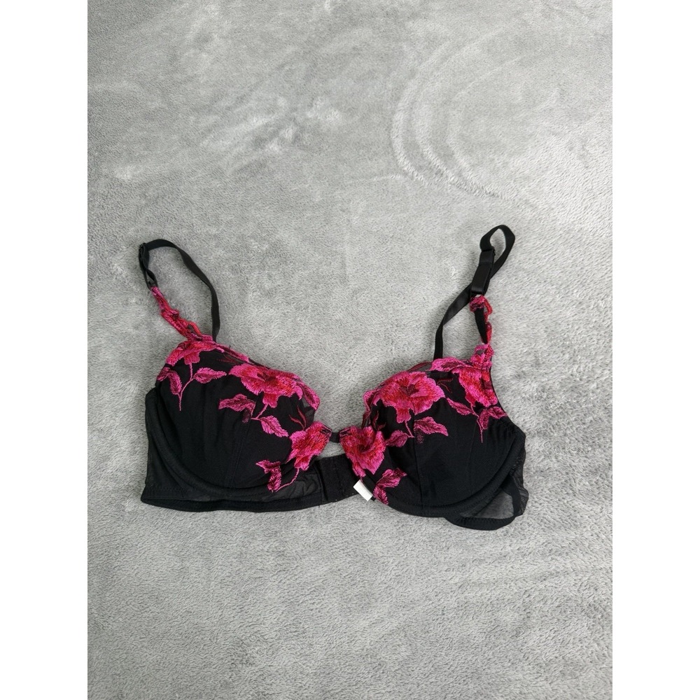 Vintage Y2K Cassandra's Intimates Bra Women's Size 36C Black Fairy Grunge Floral